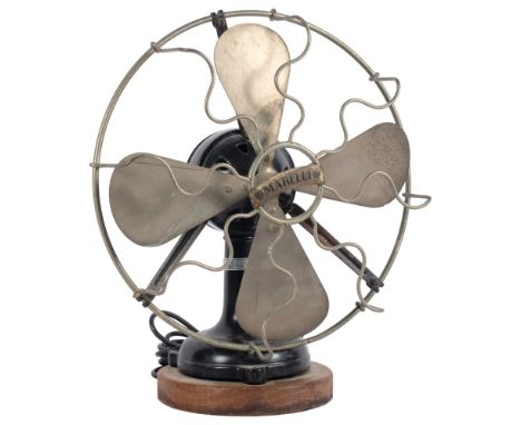 A Vintage Marelli table-top electric fan for ornamental use, H32cm 