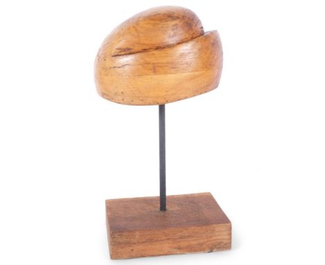 A Vintage milliner's hat block on stand 