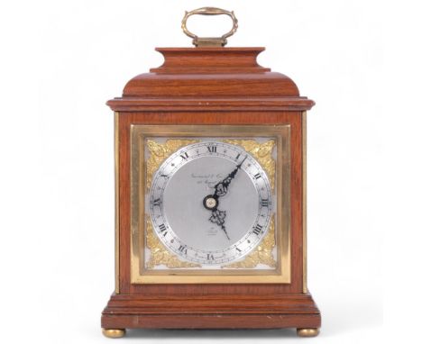 GARRARD & COMPANY LTD LONDON - an Elliot mahogany-cased mantel clock, height not including handle 19.5cm 