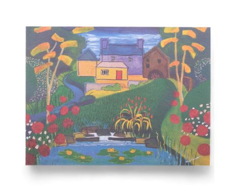 Stan Rosenthal, limited edition coloured lithograph, "Felin Fawr", 114 of 450, image 20cm x 32cm, 48cm x 58cm overall, framed