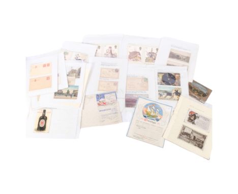 A collection of Vintage postcards and stamped postcards, including War Bonds, a 1914 - '18 Christmas card, a Penny Postage Ju