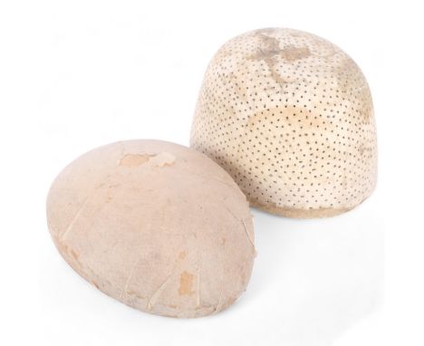 2 Vintage milliner's hat blocks, including a beret type, and a fibreglass crown type (2) 