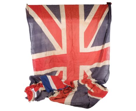 2 Vintage printed cotton Union Jacks, largest 208cm x 116cm (A/F) 