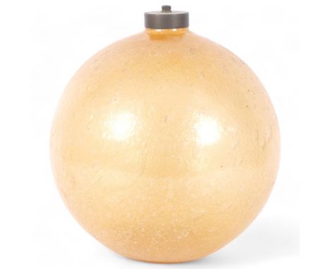 A large 20th century amber glass table lamp base, H33cm 