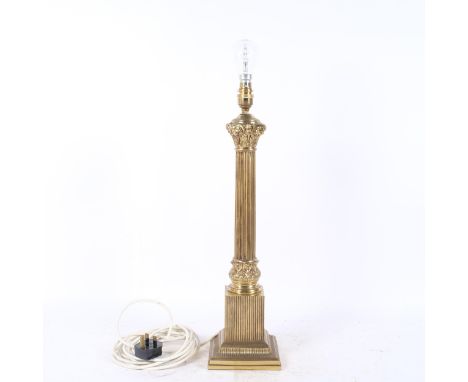 A Corinthian column design table lamp, unmarked, no shade, overall height including bulb 63cm 