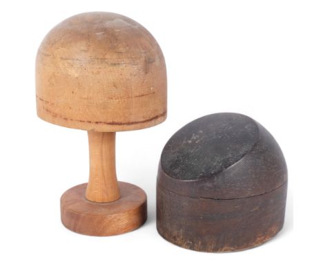2 Vintage millinery hat blocks, including crown type (2) 