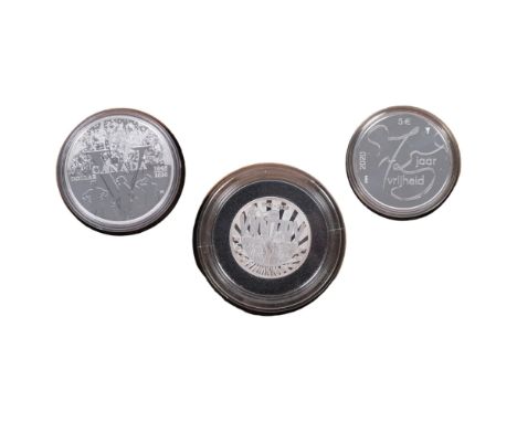 ROYAL DUTCH MINT - "Europe Remembers 2020", a half ounce silver proof 3-coin set, boxed and cased with certificate 