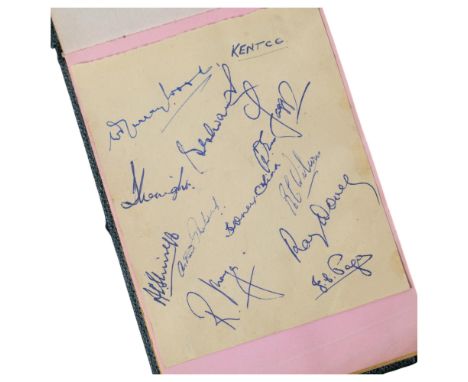 A Vintage autograph album, signatures include players of Leeds United AFC, Sheffield United, Kent Cricket Club, and The Engla
