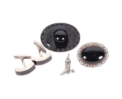 A selection of various silver-mounted jewellery 