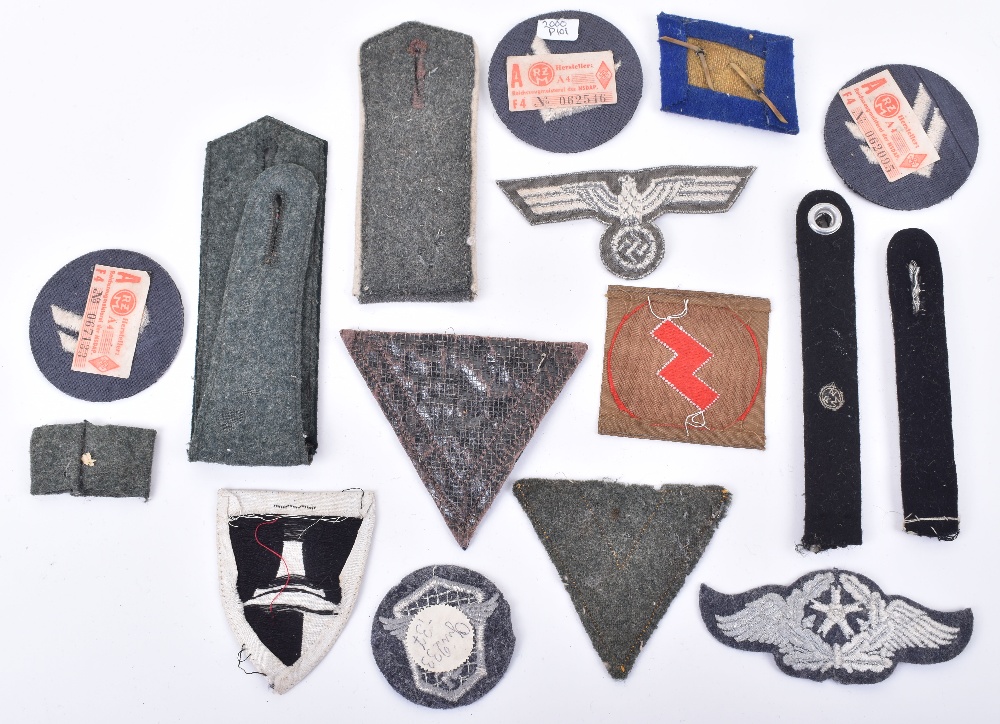 WW2 German Cloth Badges; 4 shoulder boards , HJ and others. 16 items