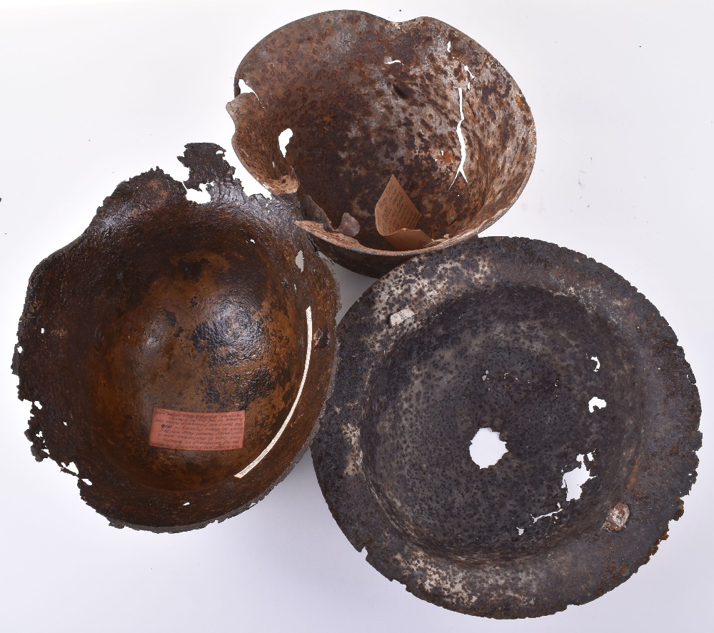 WW1 Relic Helmet Shells; Battle field recovered British and two German