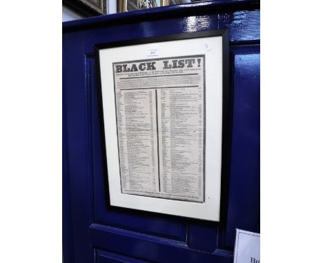 A 19TH CENTURY REFORM BILL POSTER; 'BLACK LIST!... the peers ...who voted against the Reform Bill...1831'
