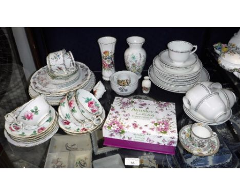 A PART TEASET DECORATED WITH ROSE, similar teaware and a set of boxed Aynsley spoons