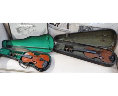 A COPY STRADIVARIUS VIOLIN, Made in Germany and another by Boullanger, London, both with cases