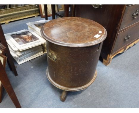 AN 18TH CENTURY CYLINDER COMMODE, converted to a coal box