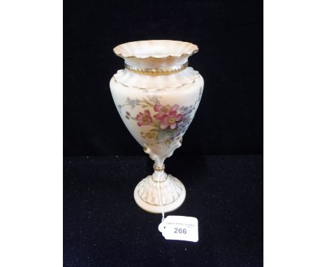 A ROYAL WORCESTER BLUSH IVORY VASE on a bird claw base, 8'' high