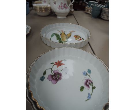 Four flan dishes including Royal Worcester 'Astley'