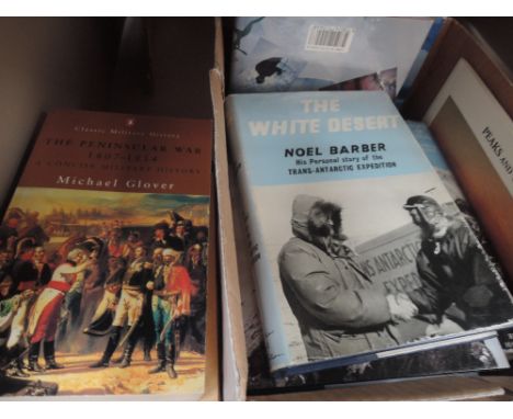 A carton of books, Mountaineering interest, including Mason, K. Abode of Snow, Tilman, H.W. In Mischief's Wake, etc