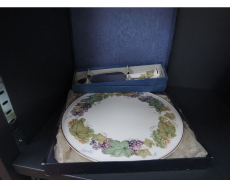 A Royal Worcester Vine Harvest cake plate and knife