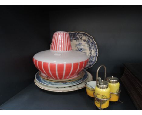 A Selection of ceramics and glass light shade