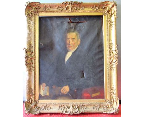 19th CENTURY ENGLISH SCHOOL, PORTRAIT OF WILLIAM WILKINSON, CIRCA 1860, OIL ON CANVAS, IN A GILT MOULDED FRAME 