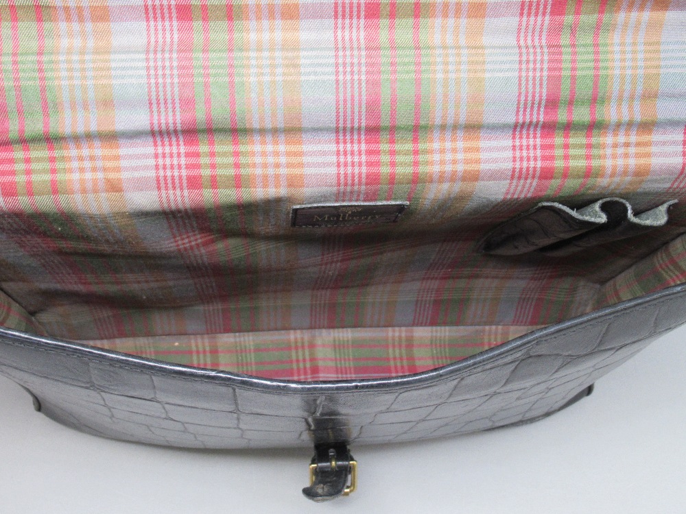 MULBERRY BLACK SIMULATED CROCODILE LEATHER BRIEFCASE (W 39cm)