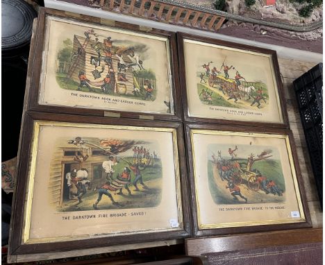 4 Darktown fire brigade series framed prints  Disclaimer: These items are listed on the basis they are illustrative of a bygo