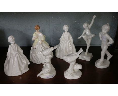 Collection of white Royal Worcester figurines etc 