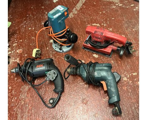 Collection of power tools to include grouter &amp; sander 