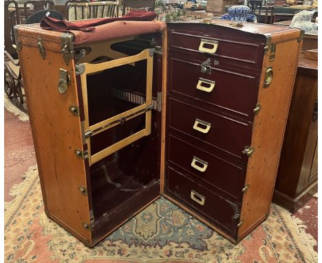Oshkosh The Chief Steamer Trunk - 1930s Wardrobe Trunk - Approx W: 108cm D: 58cm H: 76cm 