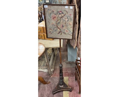 Victorian tapestry pole screen 