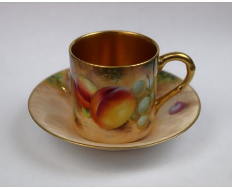 Royal Worcester handpainted and signed fruits cup and saucer 