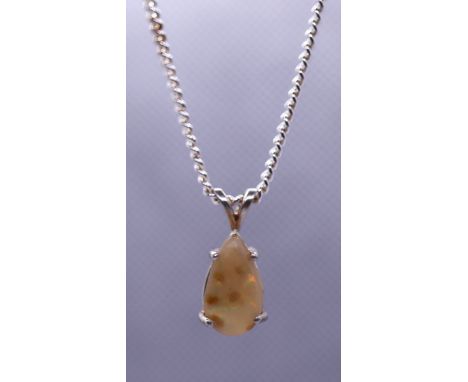 Opal dark and silver necklace 