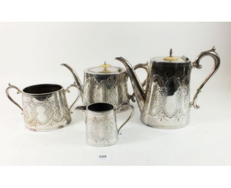 A late 19thC silver plated tea and coffee service 