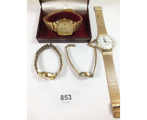 Four gold plated watches to include Rotary, Mercier, Leda and a Royce 