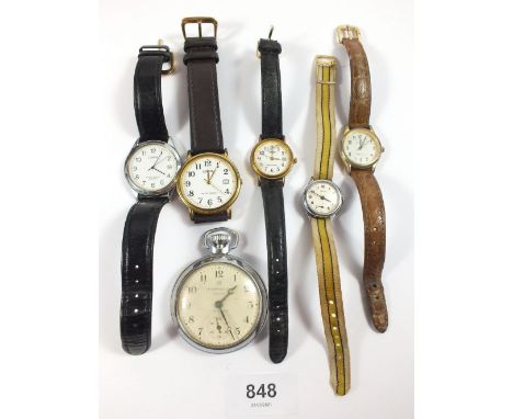 A selection of vintage wristwatches and an Ingersoll pocket watch 