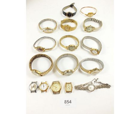 A selection of vintage ladies gold plated wristwatches 