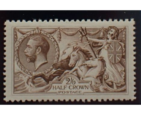 GB: Unmounted mint KGV 1918 Pale Brown Bradbury Wilkinson 2/6d "Seahorses", SG 415a. Cat £175. 