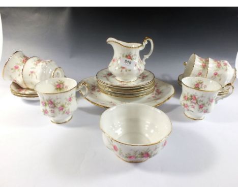 A Paragon "Victorian Rose' tea service comprising: six cups and saucers, six tea plates, milk and sugar 