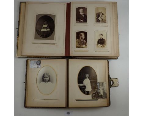 Two Victorian to early 20thC photograph albums, one showing a chronological photographic portrait account of a ladies growth 