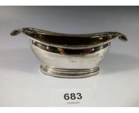 A Georgian silver boat form salt pot, London  1802 by R &amp; S Hennell, 110g 
