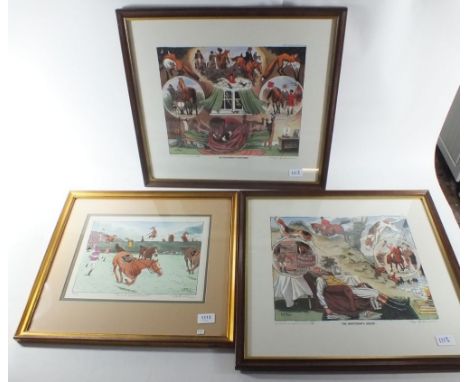 A pair of hunting prints by Bob Farndon "The Huntsman's Nightmare and Dream" - 29 x 35cm and a Grand National print 37/350 - 