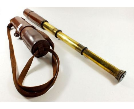 A military Broadhurst Clarkson Type three drawer telescope "Tel Sect Regt Mk 115" by HCR &amp; Sons Ltd. No 3422 with leather