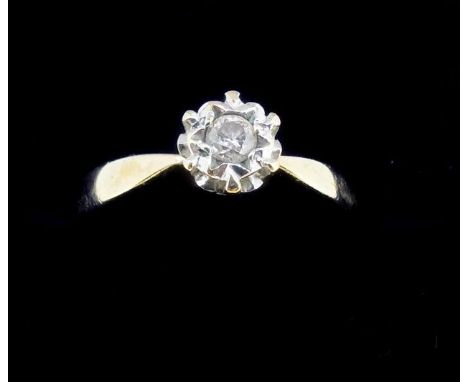 A 9ct gold ring set small diamond, size L, 2.3g 