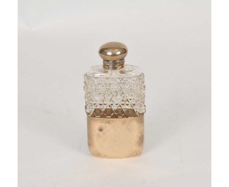 A Victorian silver mounted glass hip flask, G E Walton &amp; Co Ltd, Birmingham 1896, with hinged cover and removable stirrup