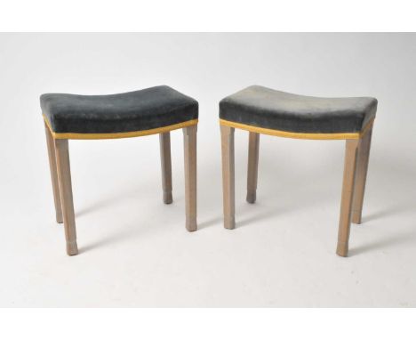 The Coronation of H.M. Queen Elizabeth II, a pair of Coronation stools, as used in Westminster Abbey, with limed oak frame an