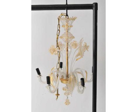 A five-light Venetian glass chandelier.