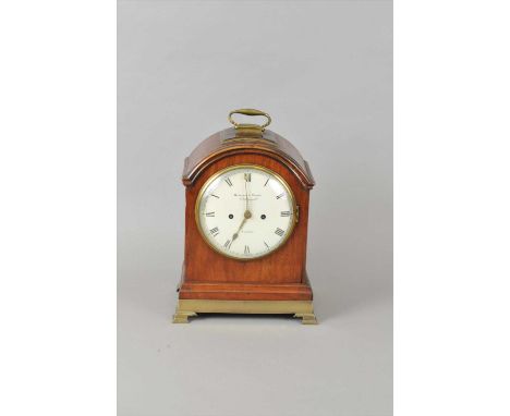 A Regency mahogany cased bracket clock with circular 7" enamel dial inscribed Handley &amp; Moore, Clerkenwell, London, with 