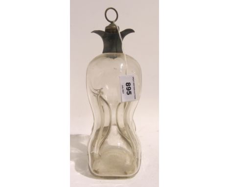 A silver mounted glass decanter Birmingham marks 27cm high Condition Report: Not in great condition is actually an empty Haig