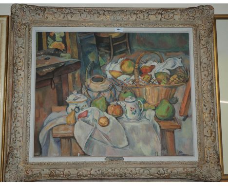 AFTER PAUL CEZANNE La table toile de 1888-90, oil on canvas, 68 x74cm Daniel Delamare, Gallery, Paris, with certificate Condi